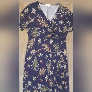 Chaus New York faux wrap dress, size XL, navy print